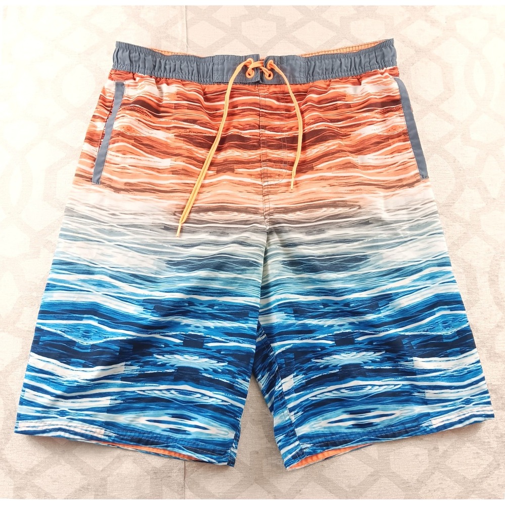 Nike Men's Swim Trunks‎ Board Shorts Ombre Blue Orange Size M